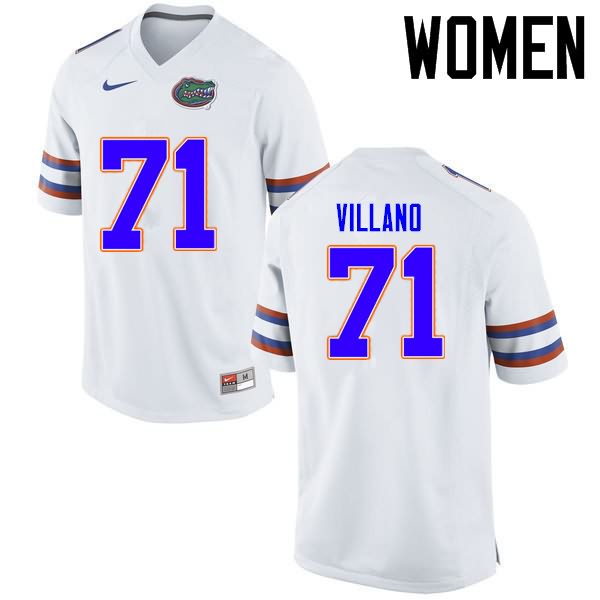 NCAA Florida Gators Nick Villano Women's #71 Nike White Stitched Authentic College Football Jersey ZPD0064WP